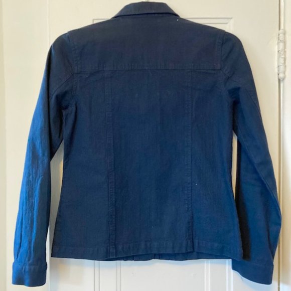 Simons Contemporaine ladies short painters-style dark indigo denim jacket MED - Picture 2 of 6